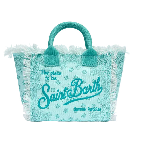 MC2 SAINT BARTH COLETTE COTTON CANVAS HANDBAG WITH BANDANA PRINT
