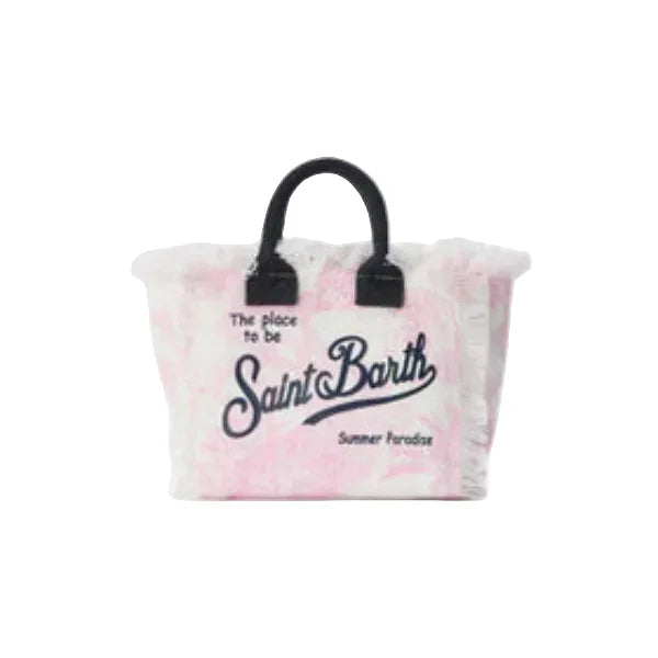 Saint Barth Canvas Vanity mini bag with pink toile de Jouy print