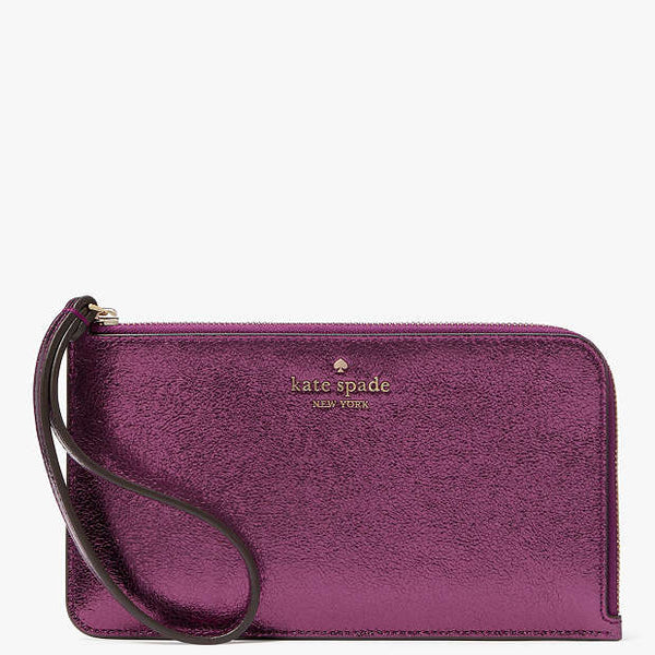 Kate Spade Lucy Medium L-zip Wristlet metalic purple