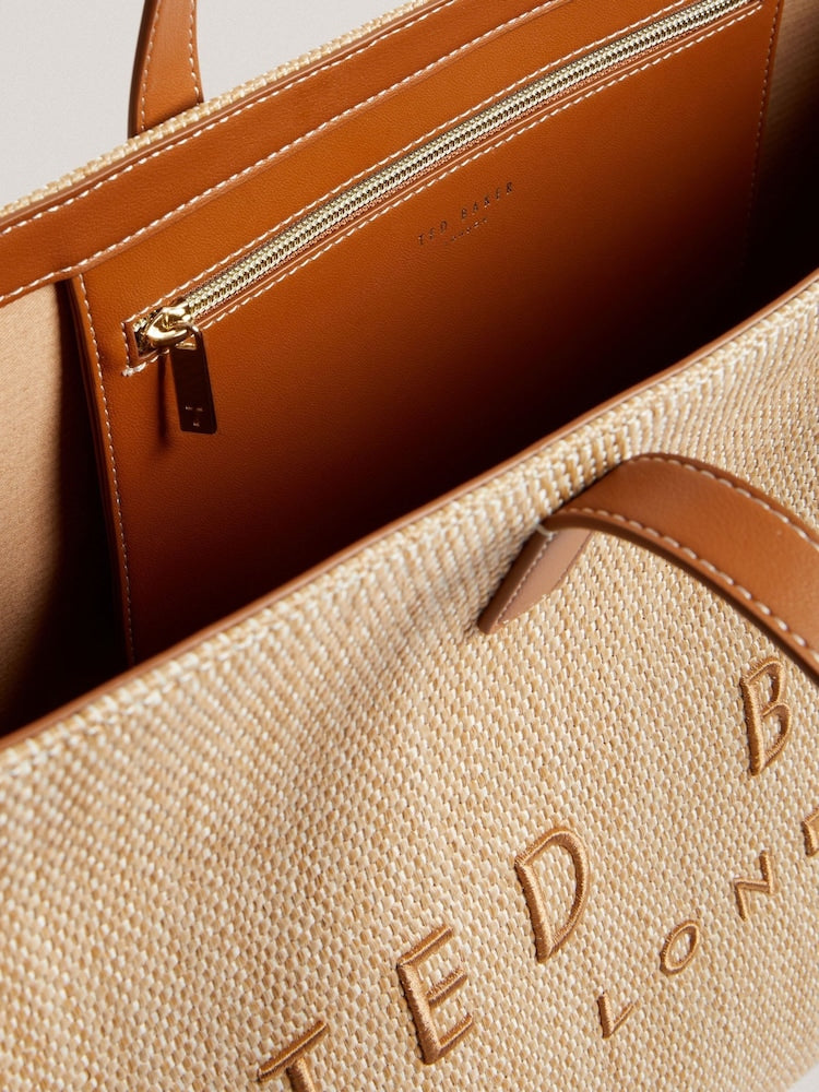Ted Baker Brown Pallmer-Faux Raffia Large Icon Bag