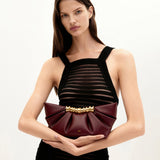 JW PEI Leia Pleated Clutch In Brown