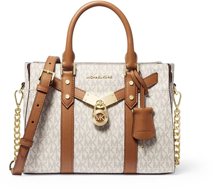 Michael Kors Nouveau Hamilton Small Logo and Leather Satchel