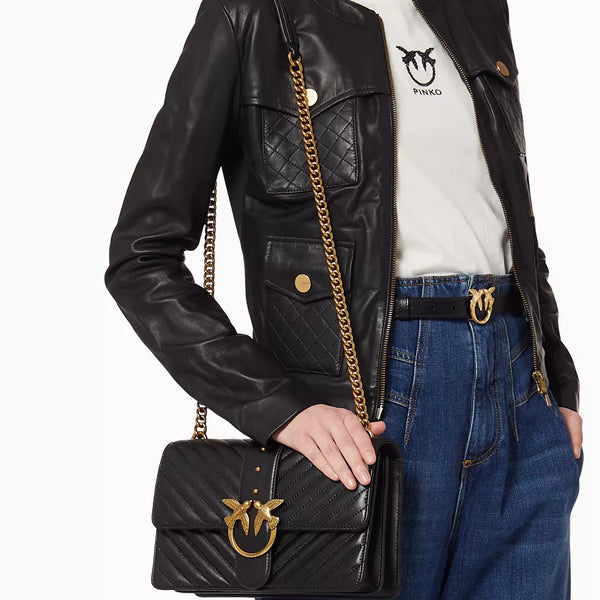 PINKO Love Icon Classic Quilted Leather Shoulder Bag