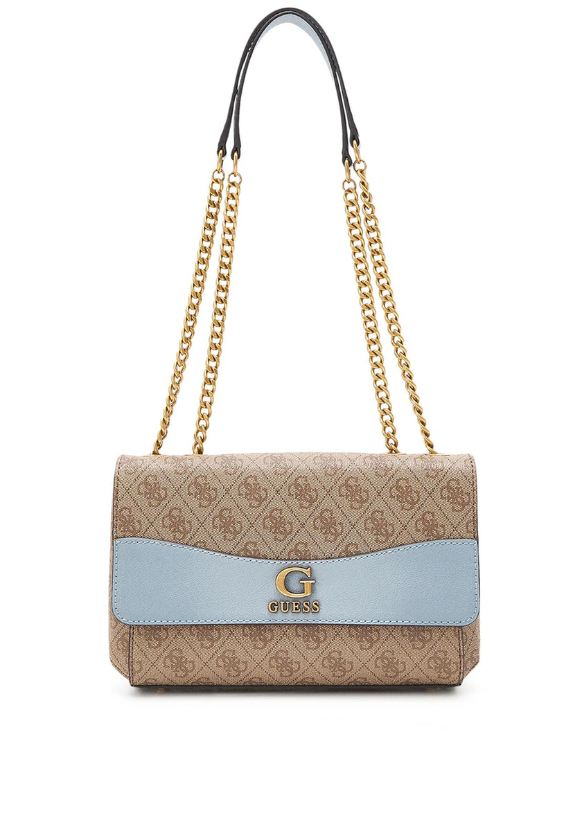 Guess Nell Logo Crossbody Flap Bag, Latte