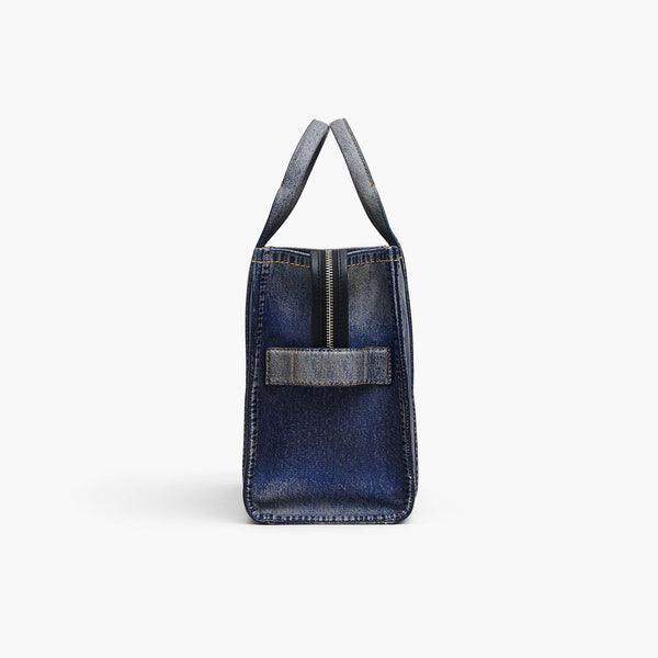 THE DENIM-PRINTED LEATHER MEDIUM TOTE BAG MARC JACOBS
