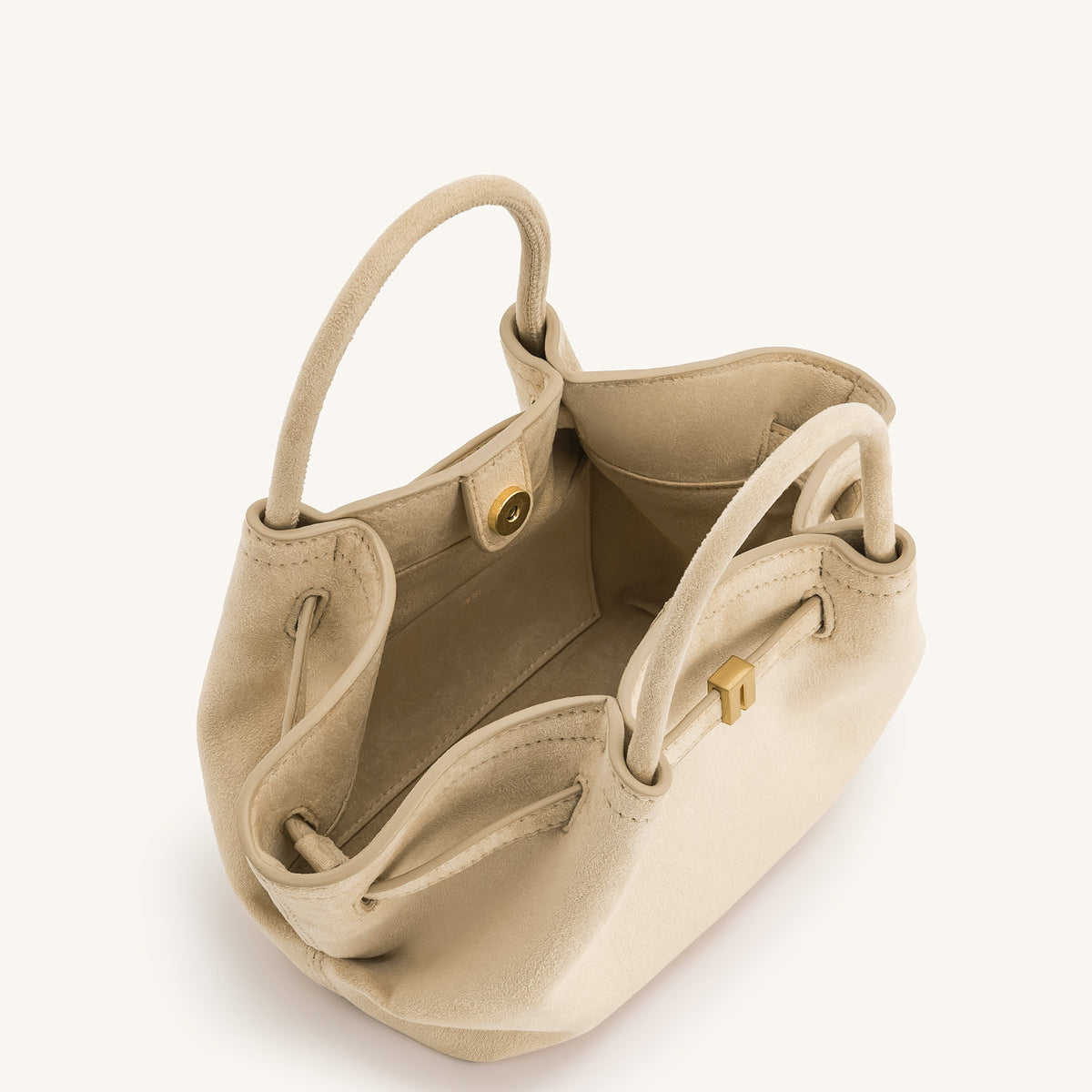 Hana Mini Faux Suede Tote Bag - Off White