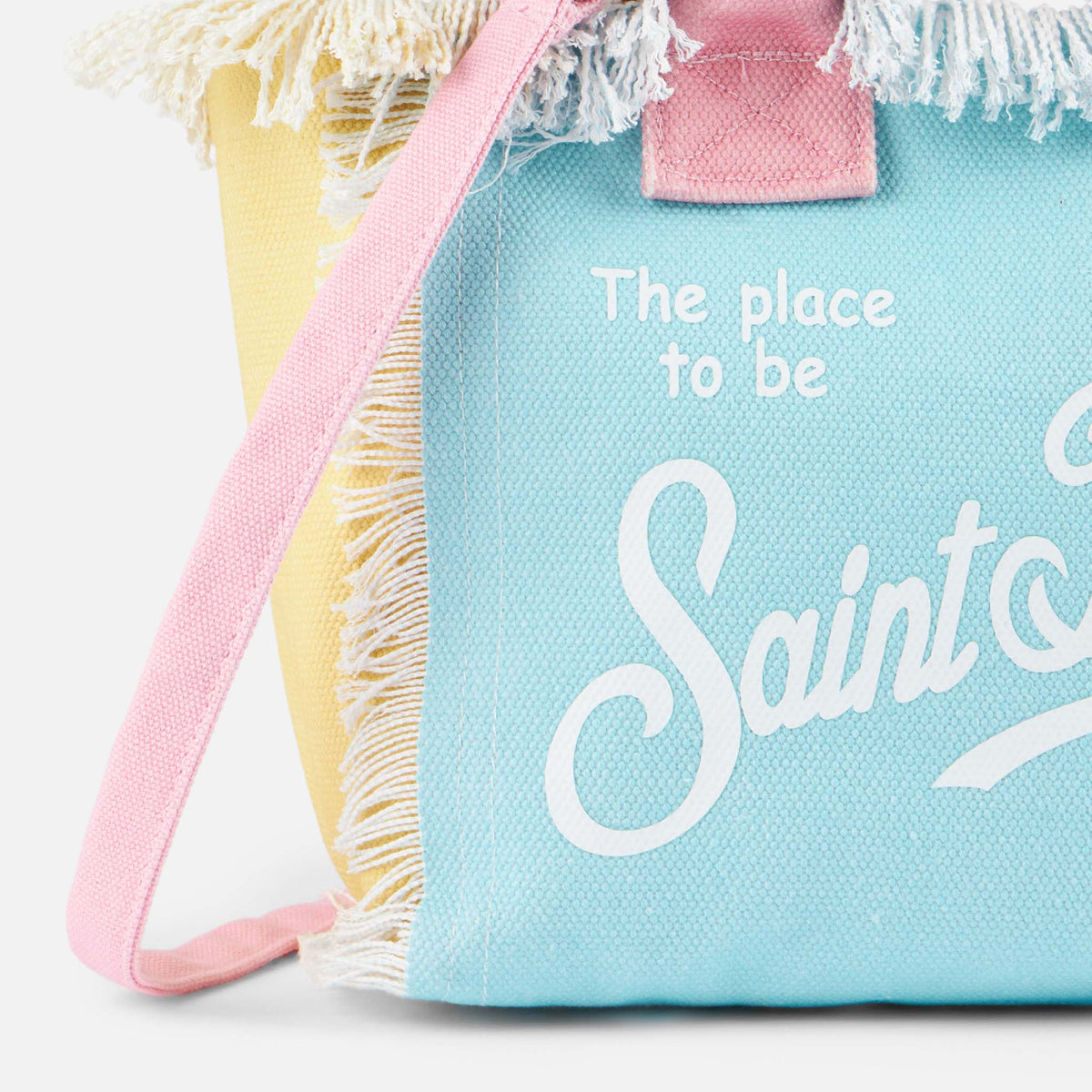 MC2 SAINT BARTH COLETTE COLOR BLOCK COTTON CANVAS HANDBAG
