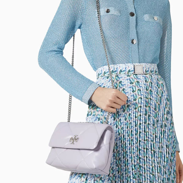Tory Burch Kira Diamond Quilt Convertible Shoulder Bag in Purple