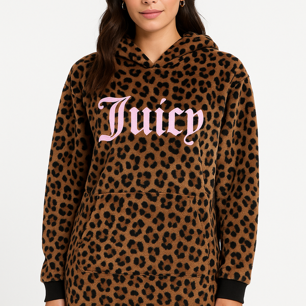 Juicy Couture Leopard Print Hooded Snuggly-Pink Letters Size L