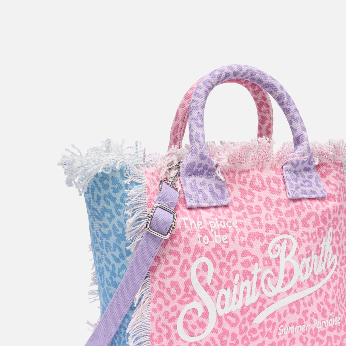 MC2 SAINT BARTH COLETTE COTTON CANVAS HANDBAG WITH MULTICOLOR ANIMALIER PRINT