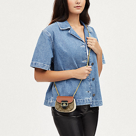 Coach Morgan Mini Card Case On A Chain In Signature Canvas