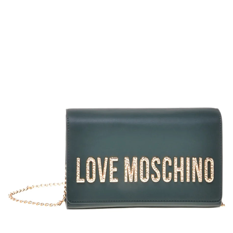 Love Moschino Clutch with Shoulder Strap in Green