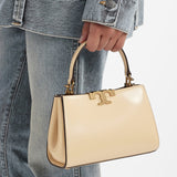 Tory Burch Mini Eleanor Satchel in Beige leather with Gold-Tone hardware