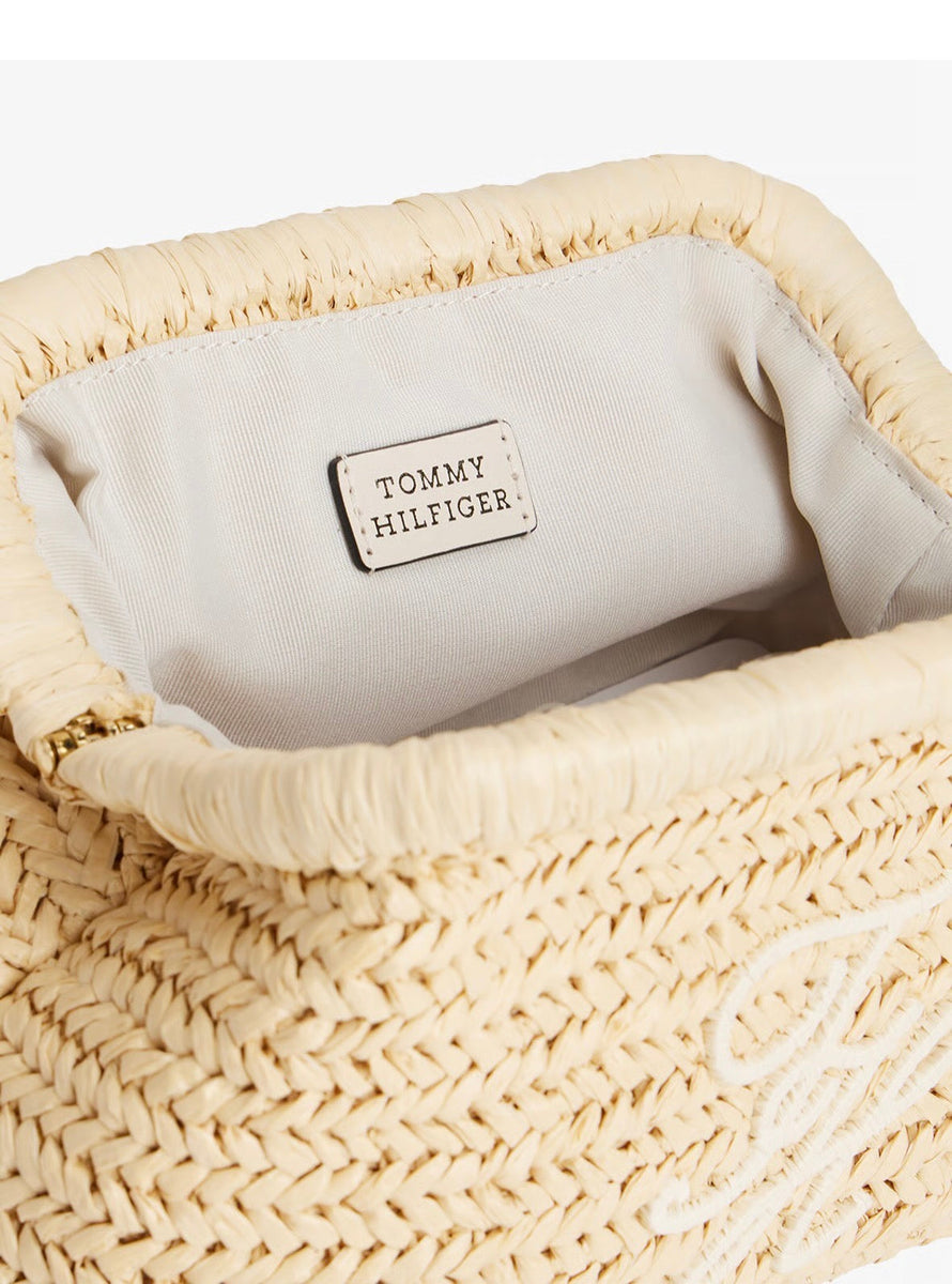 Tommy Hilfiger Braided Clutch Bag Natural Rafia
