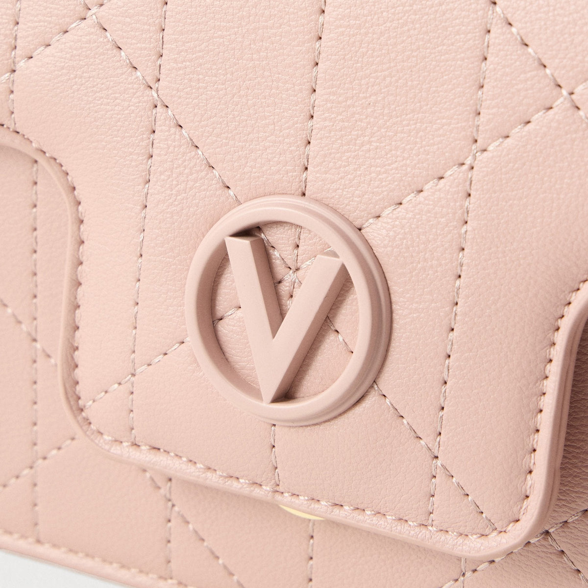 Valentino Bags Melia Satchel Bag with Quilted Design and V Logo In Cipria Pink