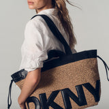 DKNY Bardot Raffia Logo Tote