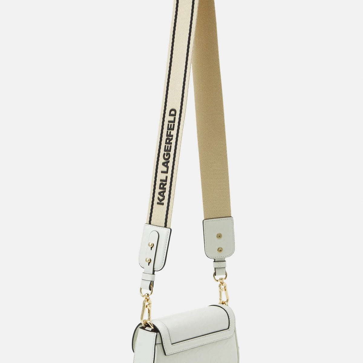 KARL LAGERFELD Paris Letters Embossed Crossbody in White