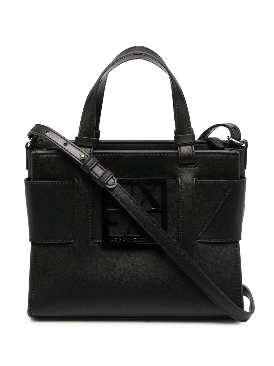 Armani Exchange logo plaque tote bag