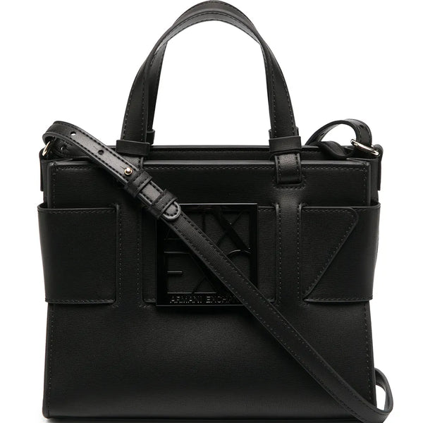 Armani Exchange logo plaque tote bag