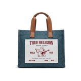 True Religion Medium Buddha Pocket Tote Bag In Blue Denim