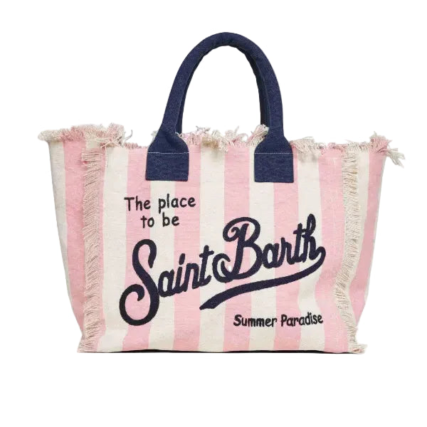 MC2 SAINT BARTH colette vertical-stripes tote bag in pink