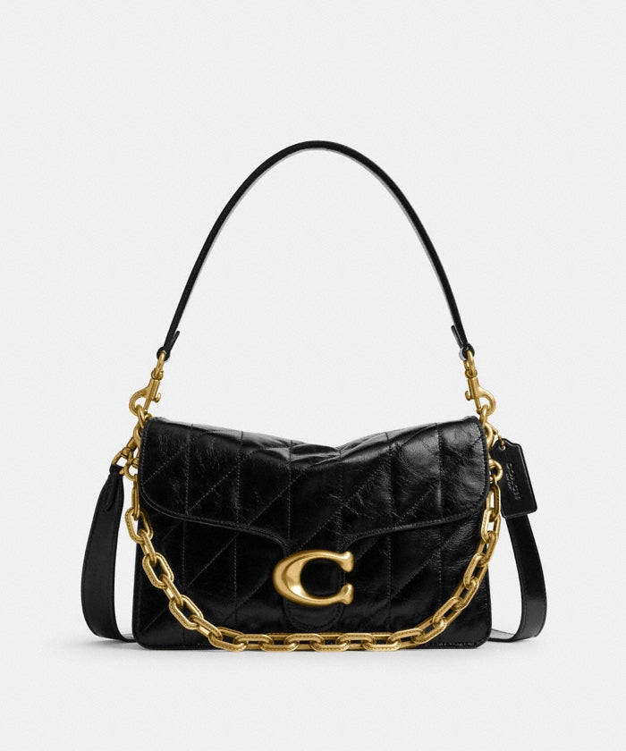 Coach Chain Tabby Shoulder Bag With Quilting in black