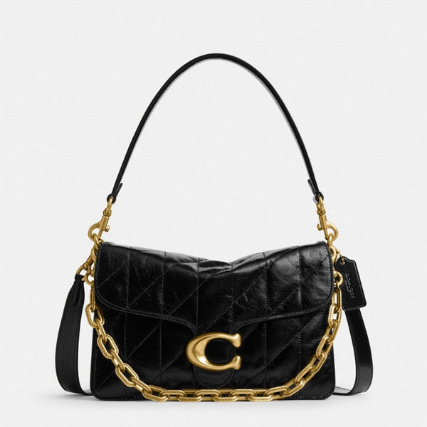 Coach Chain Tabby Shoulder Bag With Quilting in black