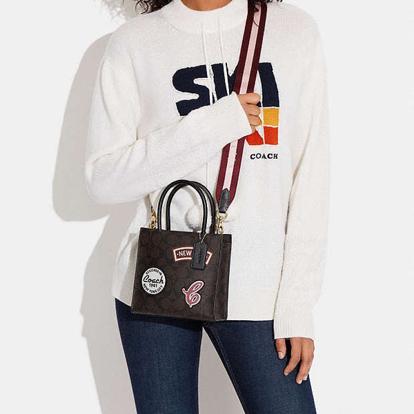 Coach Mini Cally Crossbody In Signature Canvas With Ski Patches