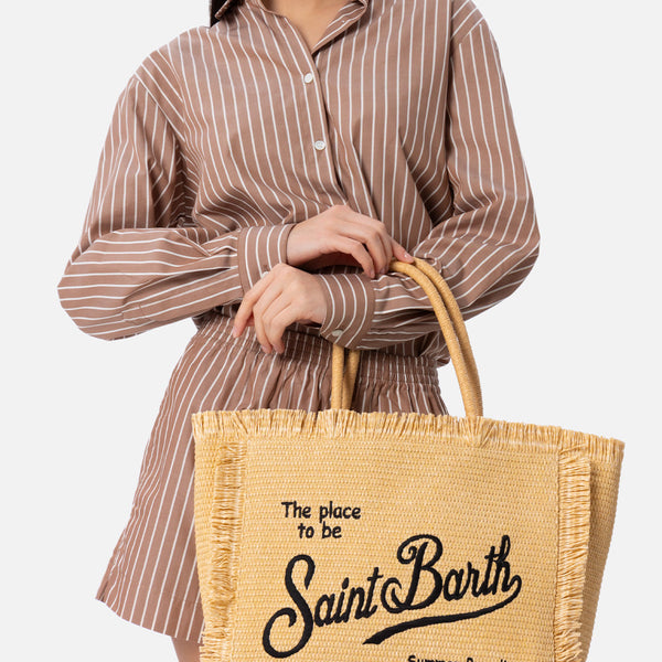 MC2 SAINT BARTH BEIGE STRAW EFFECT VANITY TOTE BAG