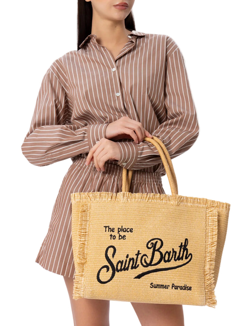 MC2 SAINT BARTH BEIGE STRAW EFFECT VANITY TOTE BAG