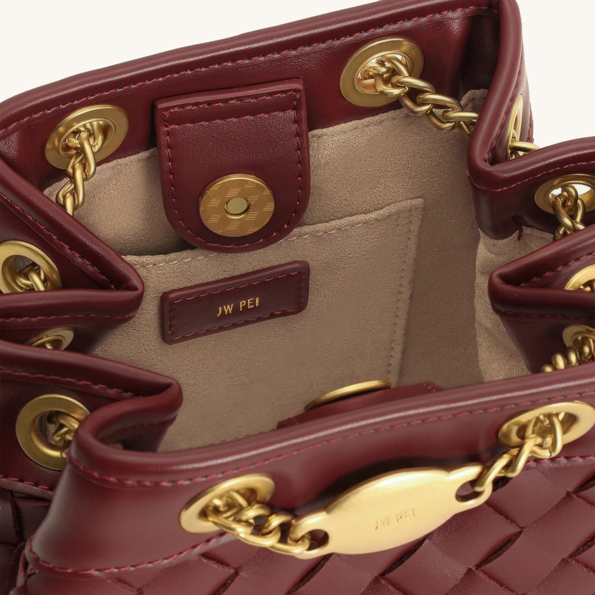 JW PEI Yara Hand Woven Bucket Bag-Burgandy