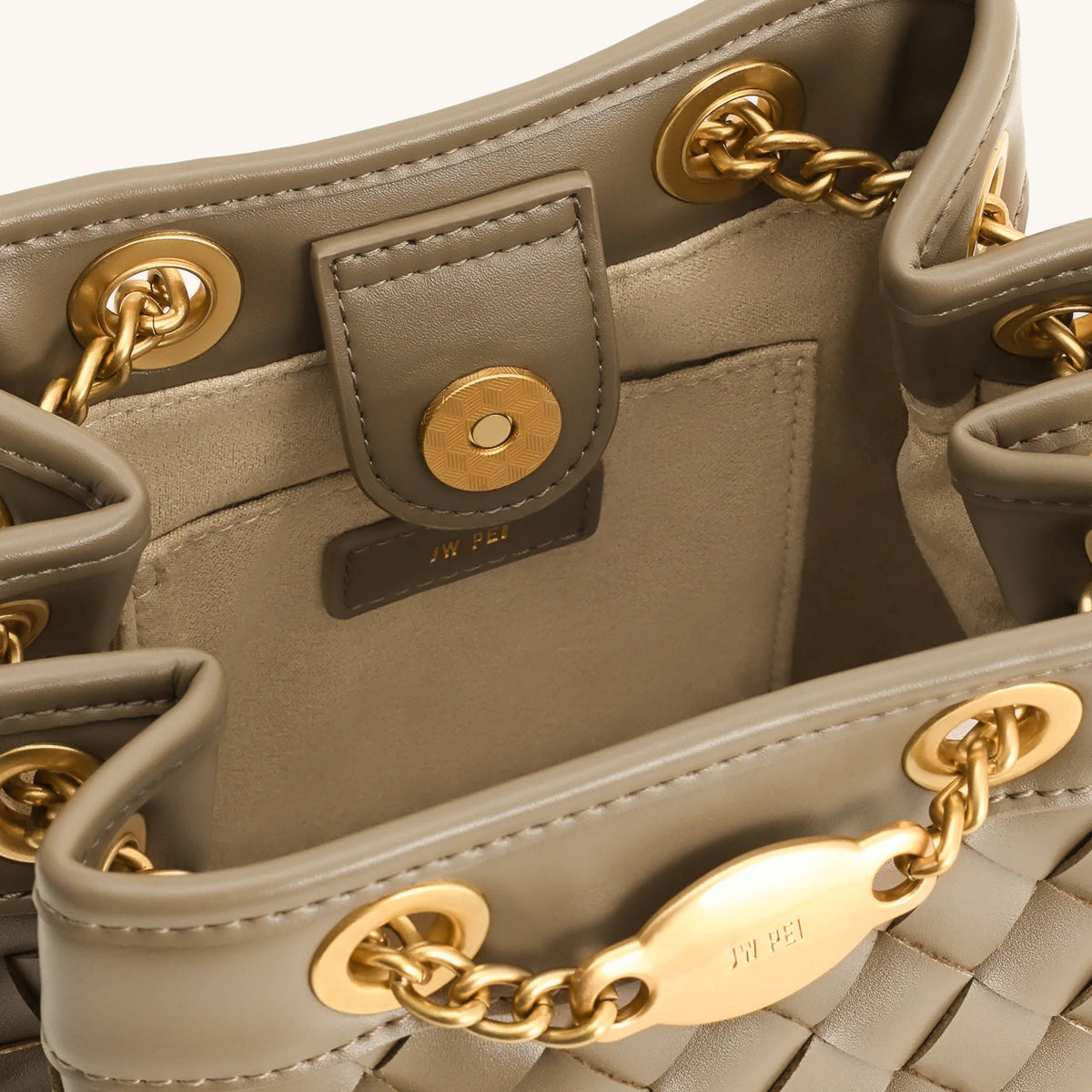 JW PEI Yara hand-woven bucket bag-Taupe