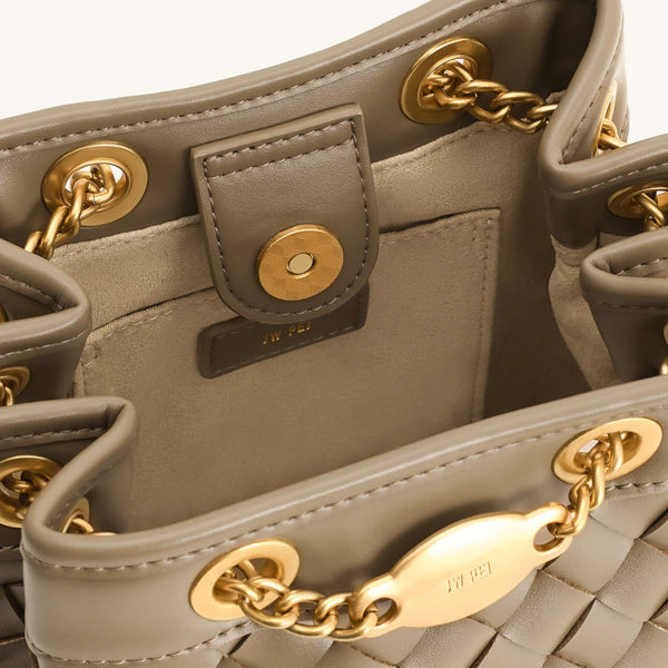 JW PEI Yara hand-woven bucket bag-Taupe
