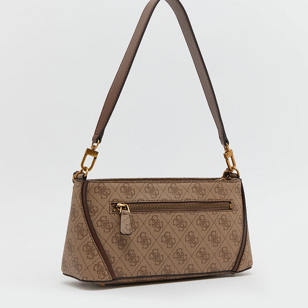 Guess Izzy Top Zip Shoulder Bag for Women Latte Logo Brown