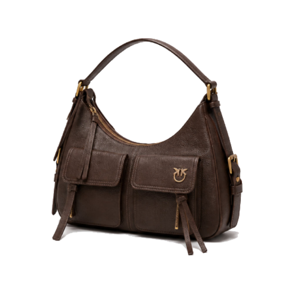 PINKO Cargo Shoulder Bag In Dark Brown