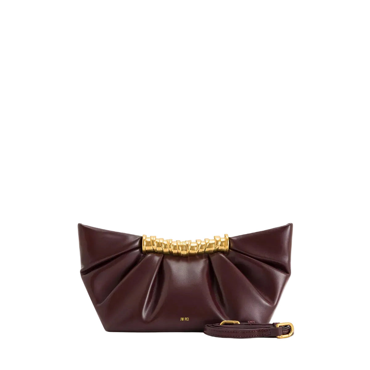 JW PEI Leia Pleated Clutch In Brown