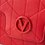 Valentino Bags Melia Satchel Bag with Tonal V Logo In Rubino Red