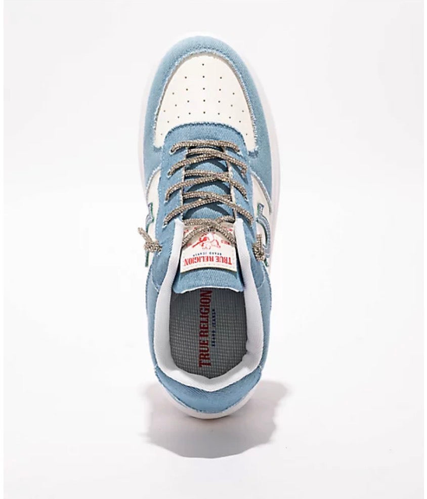 True Religion Allison White & Light Blue Shoes size 39