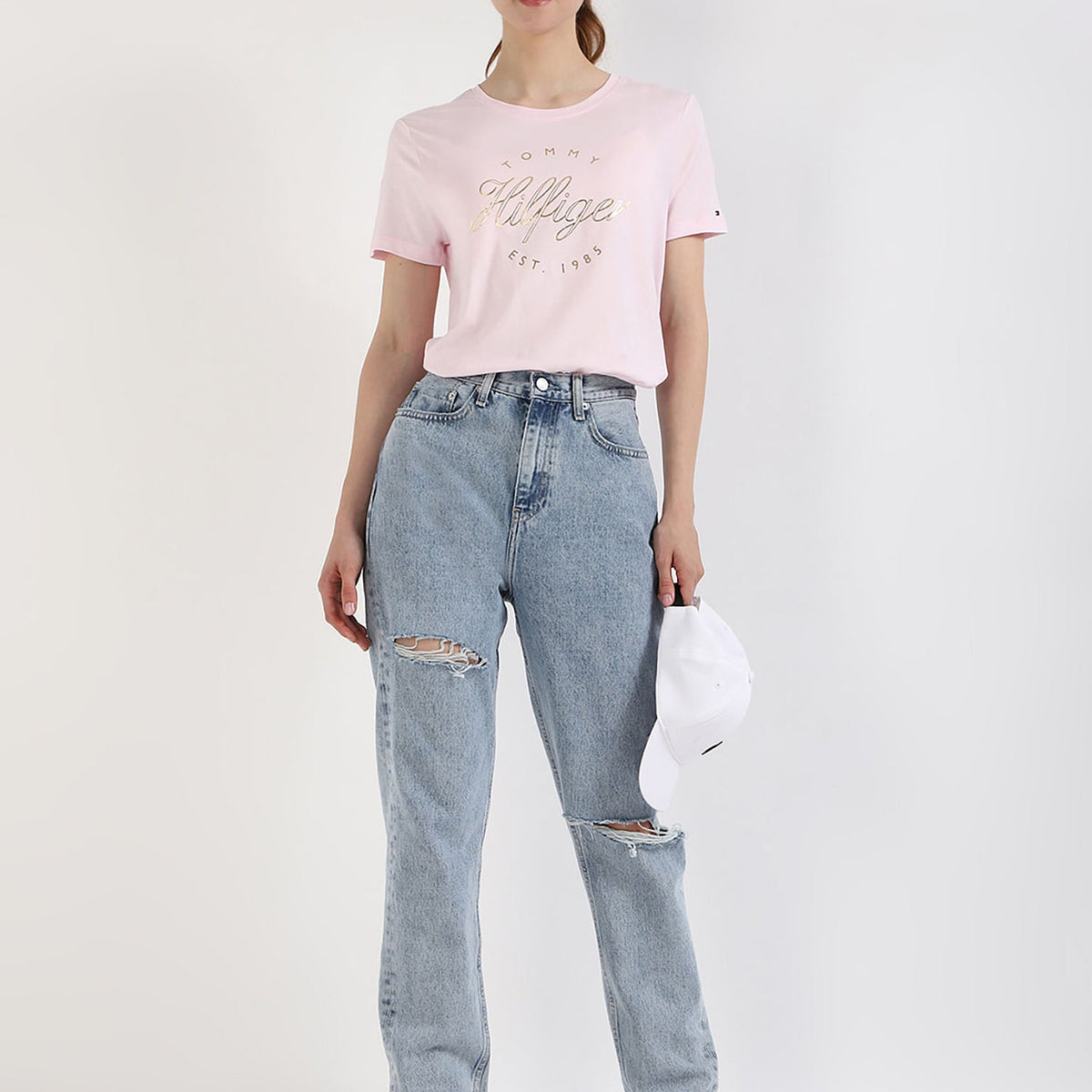 TOMMY HILFIGER Printed Regular Fit T-Shirt baby pink size M