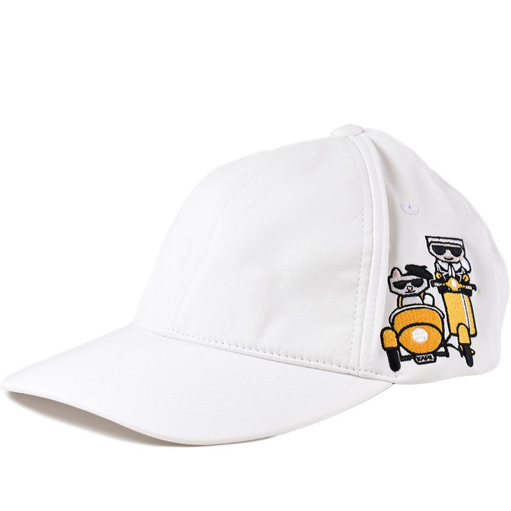 KARL LAGERFELD Embroidered Biker Baseball Cap - White