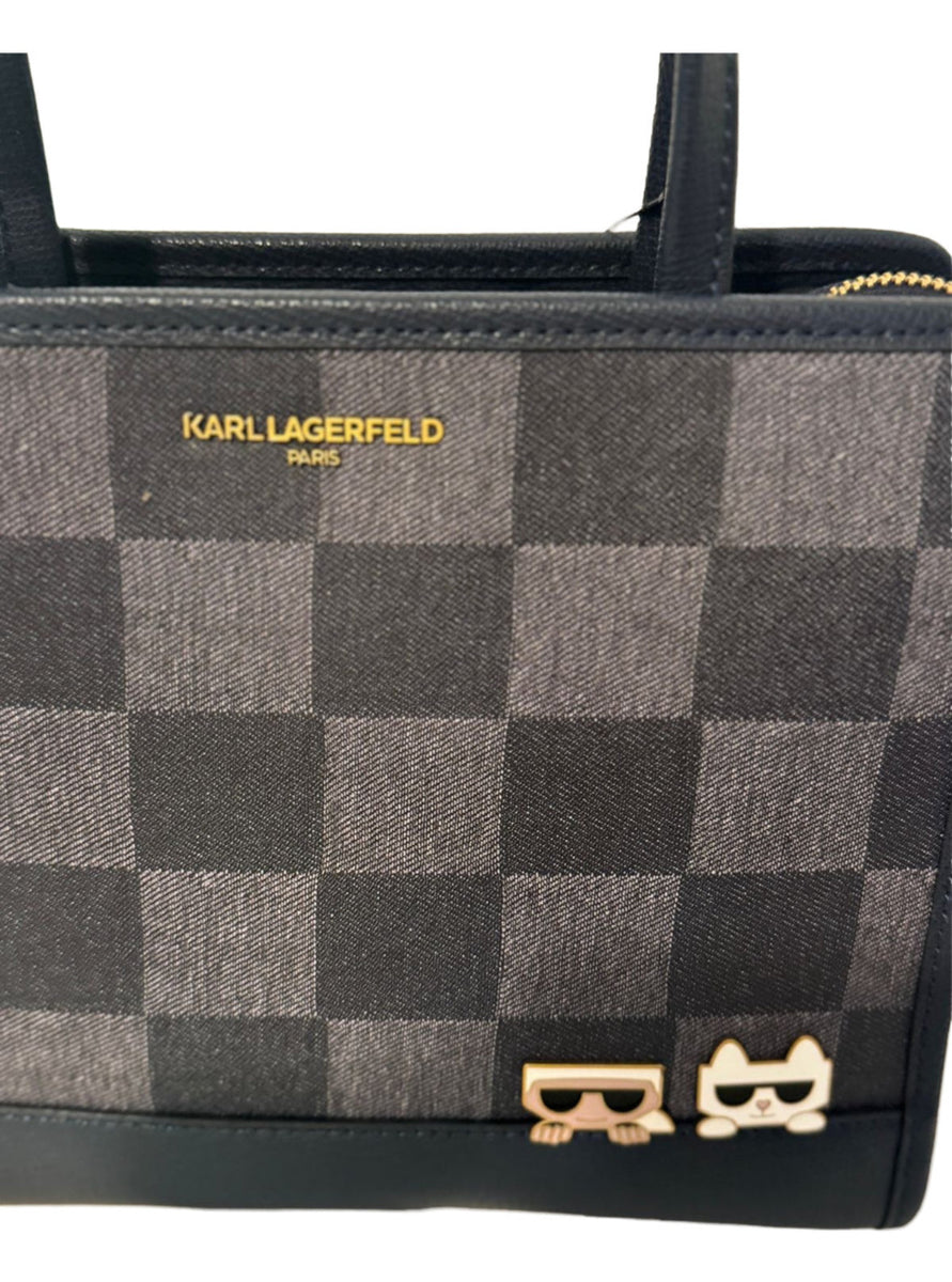 Karl Lagerfeld Paris Maybelle Satchel Crossbody Bag Blue/Ind Checkered