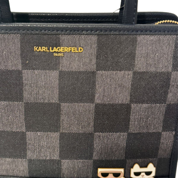 Karl Lagerfeld Paris Maybelle Satchel Crossbody Bag Blue/Ind Checkered