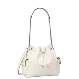Tory Burch Charlie Quilted Drawstring Shoulder Bag In White
