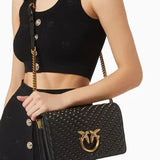 PINKO Classic Lobe Bag Click Chevron Studs in Black