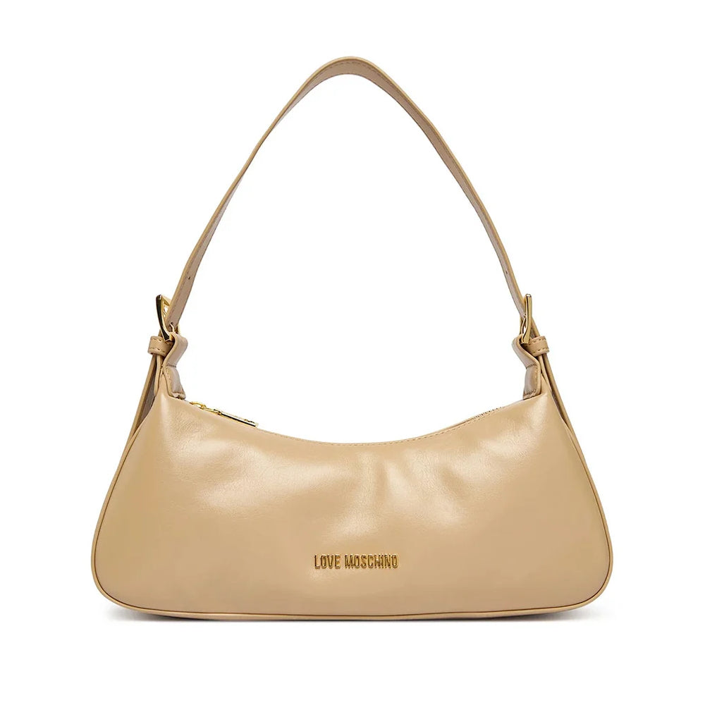 Love Moschino Soft Leather Shoulder Bag in Taupe