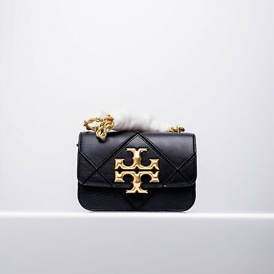 Tory Burch Eleanor Diamond Quilted Mini Black Camera Shoulder