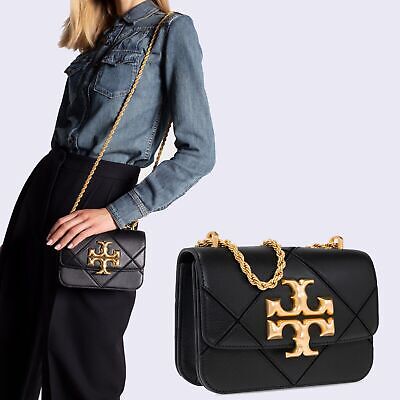 Tory Burch Eleanor Diamond Quilted Mini Black Camera Shoulder