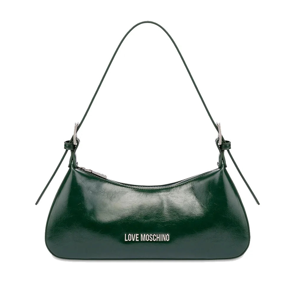 Love Moschino Soft Leather Shoulder Bag in Dark Green