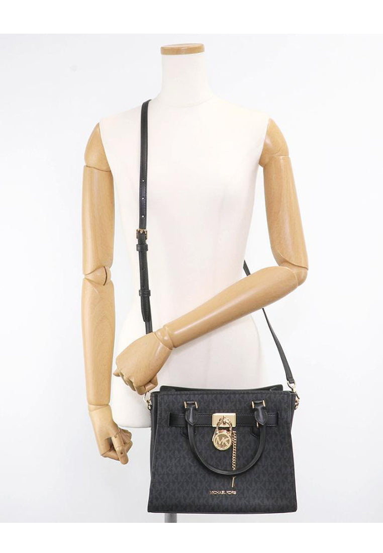MICHAEL KORS OUTLET HAMILTON Satchel Medium - MK Signature in black