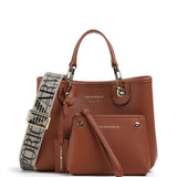Emporio Armani Small MyEA shopper Bag with Deer Print in Camel
